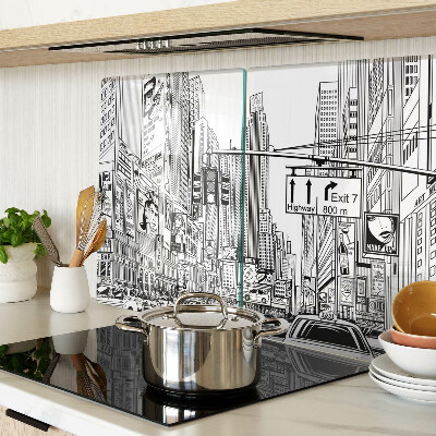 Cutting board New York in comic book style