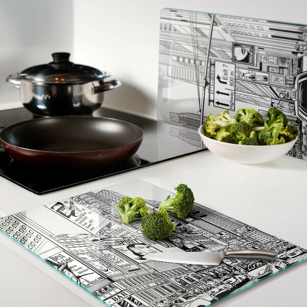 Cutting board New York in comic book style