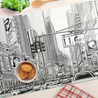 Cutting board New York in comic book style