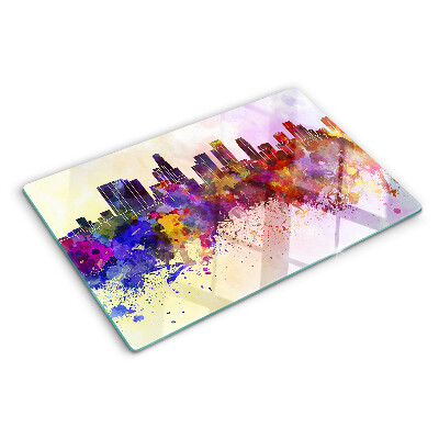 Glass chopping board Watercolor city silhouette landscape