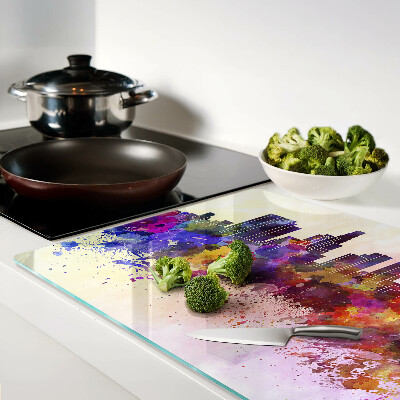 Glass chopping board Watercolor city silhouette landscape