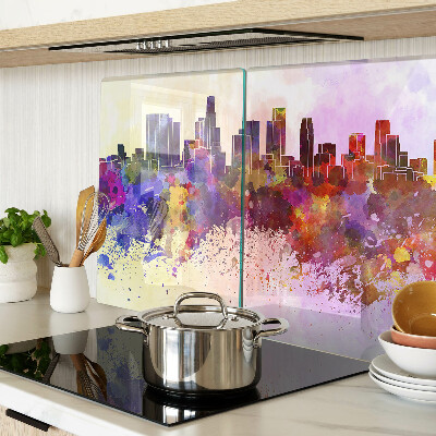 Glass chopping board Watercolor city silhouette landscape
