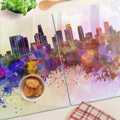 Glass chopping board Watercolor city silhouette landscape