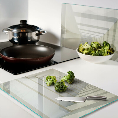 Glass kitchen board Architectural perspective with a mirror effect