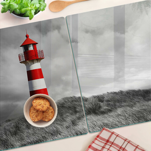 Cutting board A lighthouse in the landscape