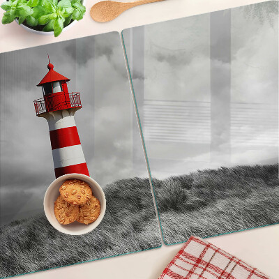 Cutting board A lighthouse in the landscape