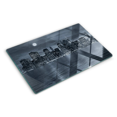 Glass chopping board Panorama of the night city