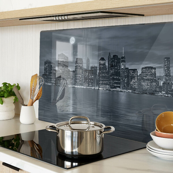 Glass chopping board Panorama of the night city