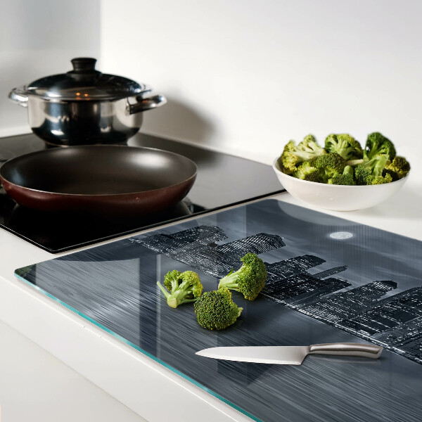 Glass chopping board Panorama of the night city