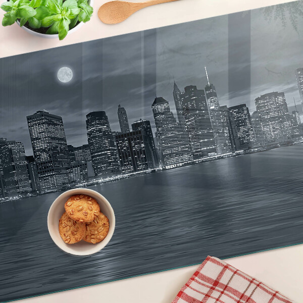 Glass chopping board Panorama of the night city