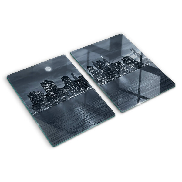 Glass chopping board Panorama of the night city
