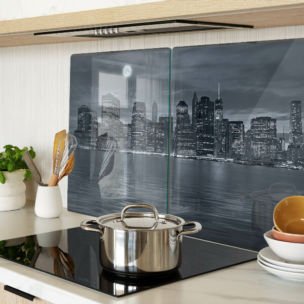 Glass chopping board Panorama of the night city