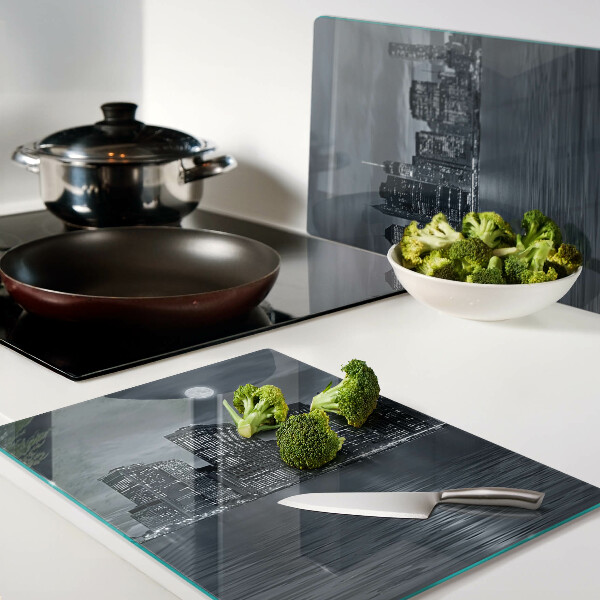 Glass chopping board Panorama of the night city