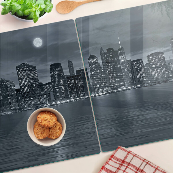 Glass chopping board Panorama of the night city
