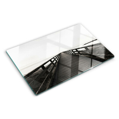 Glass kitchen board Wooden bridge over the water