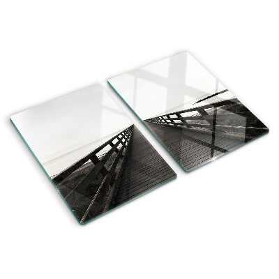 Glass kitchen board Wooden bridge over the water