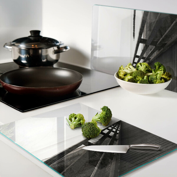 Glass kitchen board Wooden bridge over the water