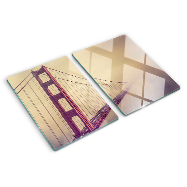 Chopping board glass Vintage Golden Gate Bridge