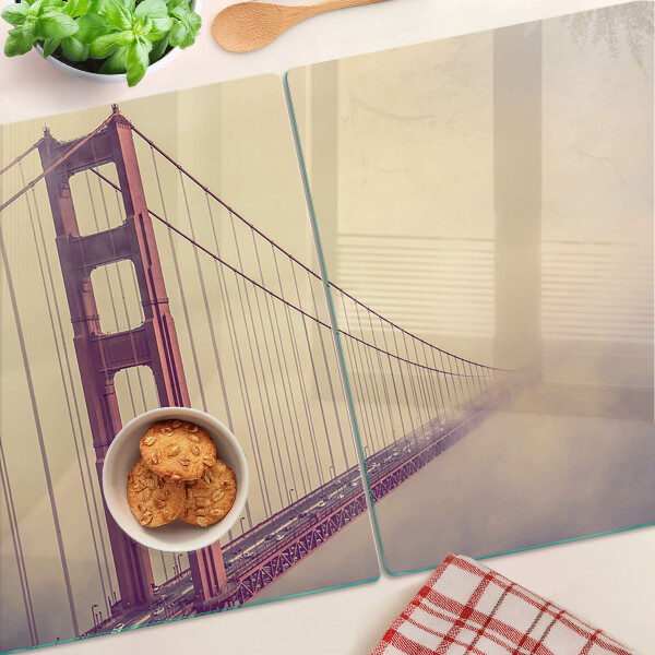 Chopping board glass Vintage Golden Gate Bridge