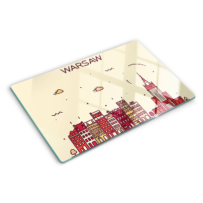 Glass chopping board Warsaw tenement houses and the Palace of Culture