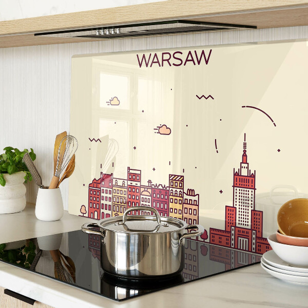 Glass chopping board Warsaw tenement houses and the Palace of Culture