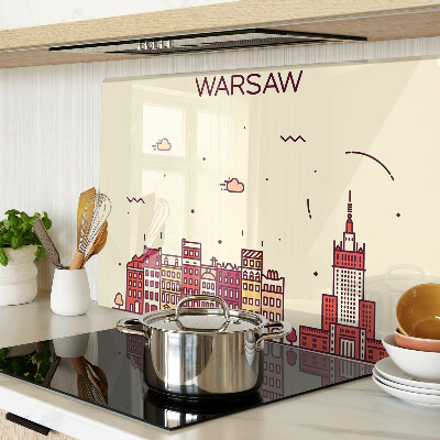 Glass chopping board Warsaw tenement houses and the Palace of Culture