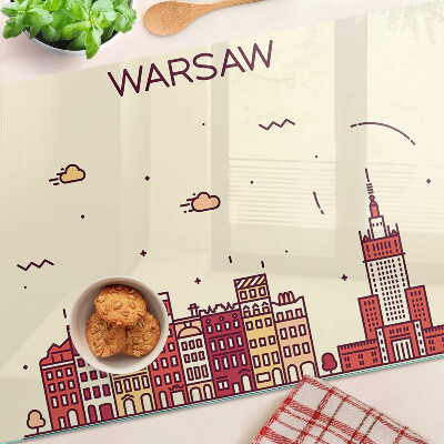 Glass chopping board Warsaw tenement houses and the Palace of Culture