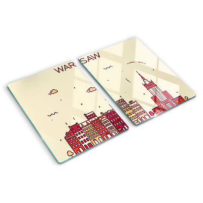 Glass chopping board Warsaw tenement houses and the Palace of Culture
