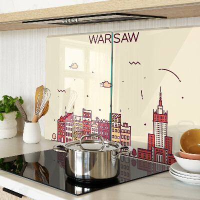 Glass chopping board Warsaw tenement houses and the Palace of Culture