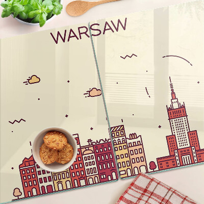 Glass chopping board Warsaw tenement houses and the Palace of Culture