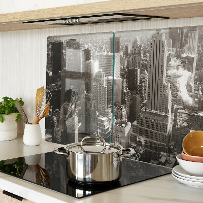 Glass cutting board Panorama of the city in shades of black and white