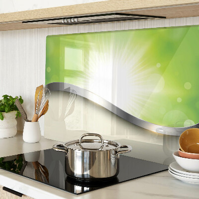 Chopping board glass Green bokeh with rays of light