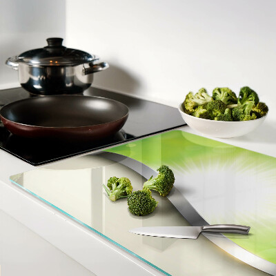 Chopping board glass Green bokeh with rays of light