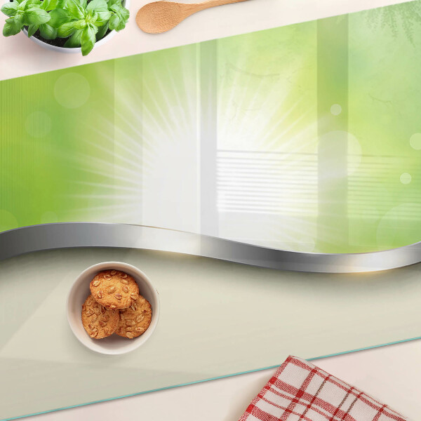 Chopping board glass Green bokeh with rays of light