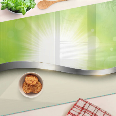 Chopping board glass Green bokeh with rays of light