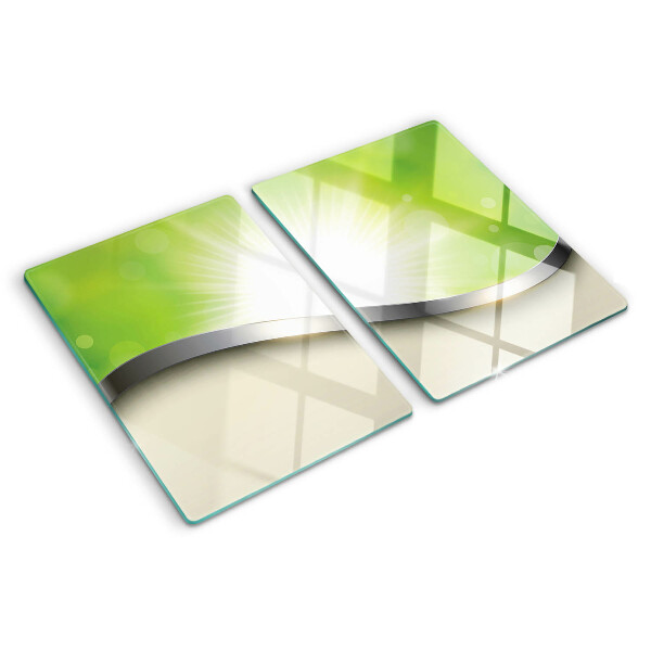 Chopping board glass Green bokeh with rays of light