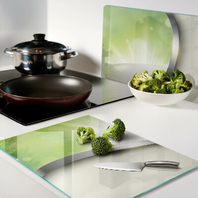 Chopping board glass Green bokeh with rays of light