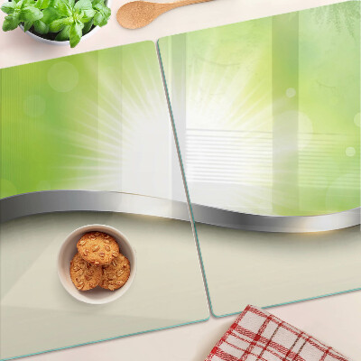 Chopping board glass Green bokeh with rays of light