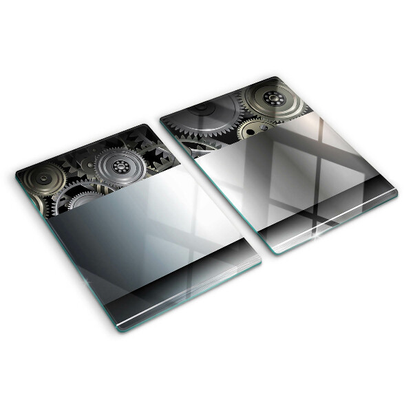 Cutting board Mechanical gears and metallic surfaces