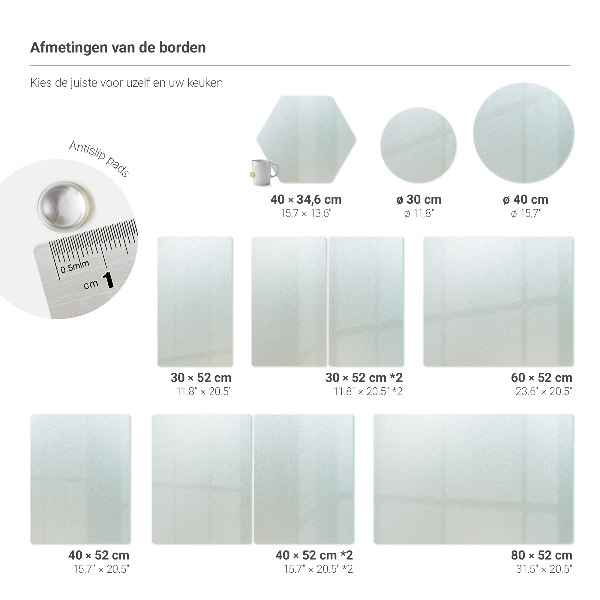 Glass cutting board Hexagonal semitransparent