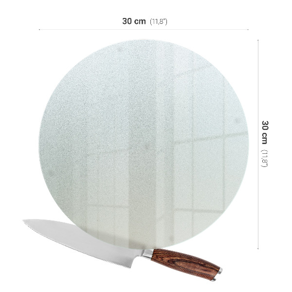 Glass cutting board with a round semi-transparent design
