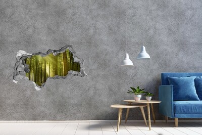 Hole in the wall sticker Green forest in the morning