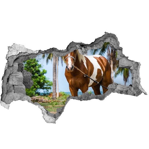Hole wall sticker A horse in the tropics