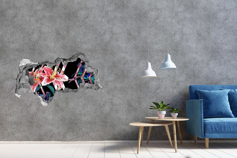 Hole in the wall sticker Tropical lily