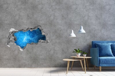 Hole in the wall sticker Blue lines