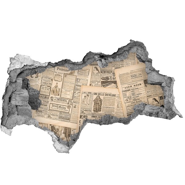 Hole in the wall decal Old newspaper in a hole in the wall