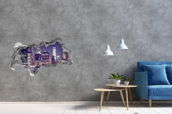 Hole wall sticker New York at night