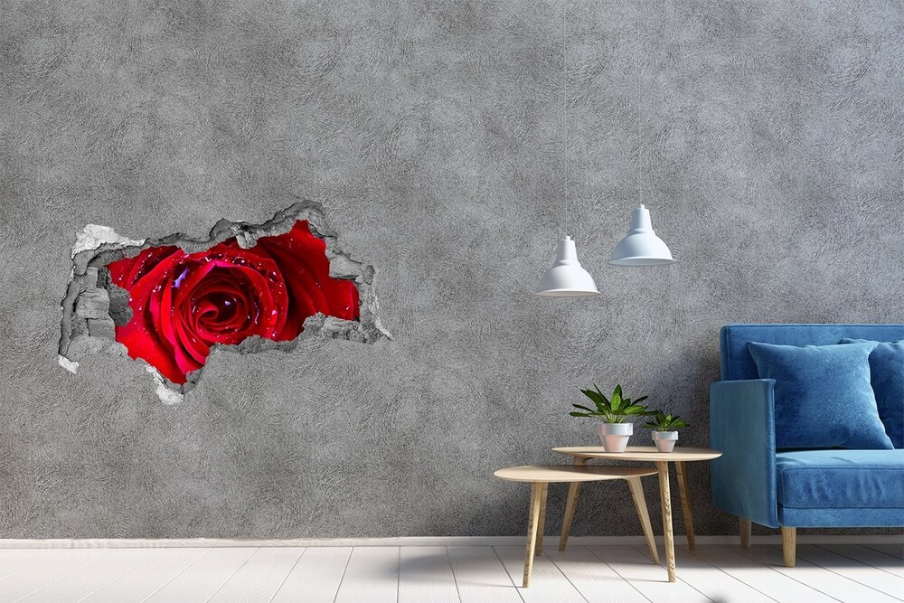 Hole in the wall decal Rose flower