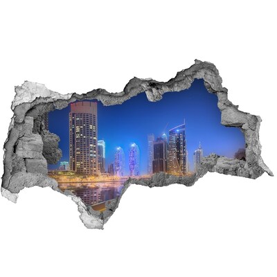 Hole in the wall decal Modern city at night
