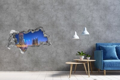 Hole in the wall decal Modern city at night